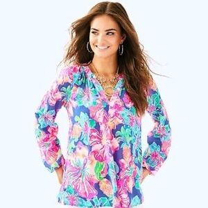 Lilly Pulitzer Martinique top in beckon blue jungle utopia medium NWT